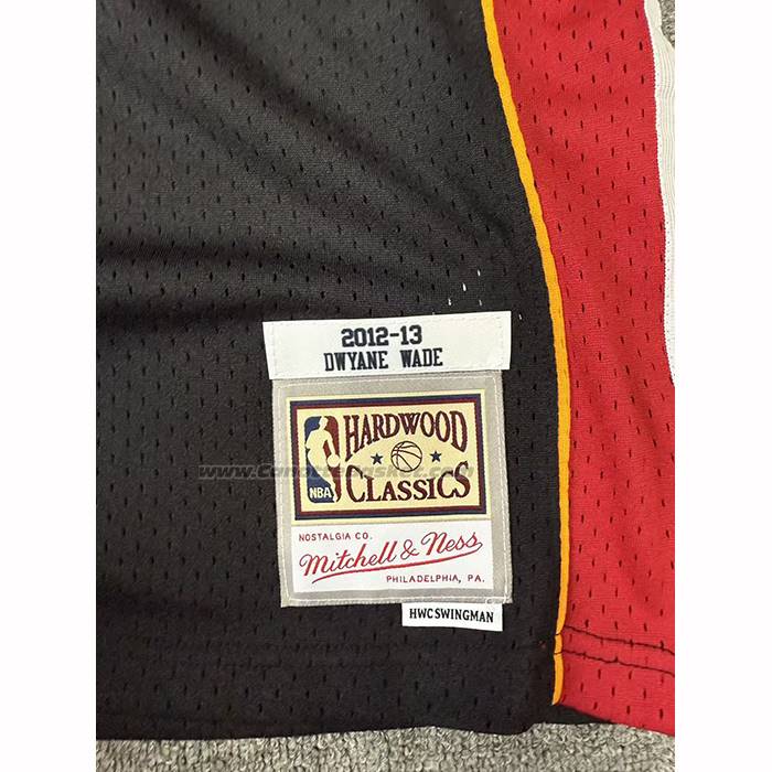 Maglia Miami Heat Dwyane Wade No 3 Mitchell & Ness 2012-13 Nero